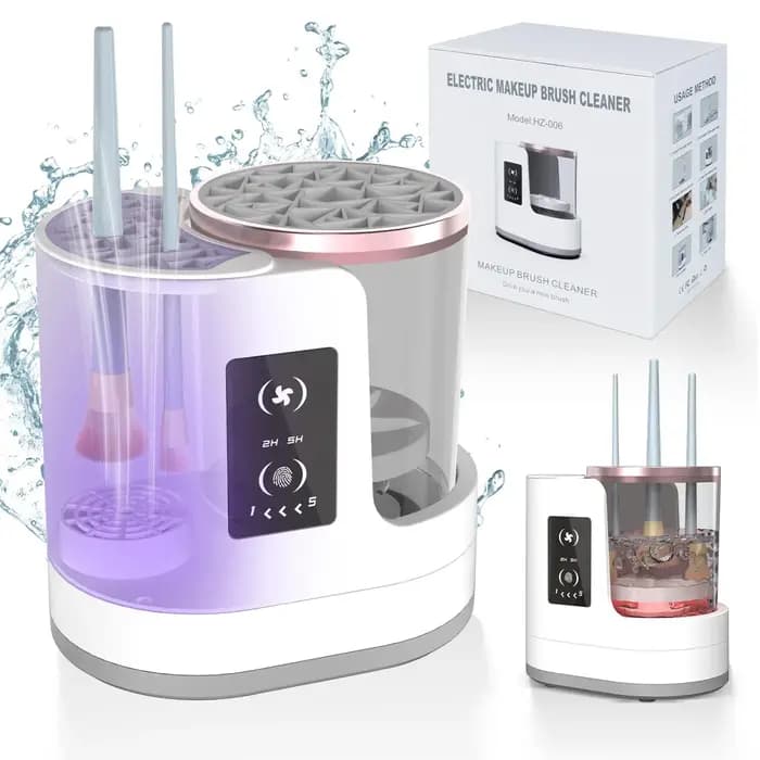 Machine de nettoyage de pinceaux de maquillage électrique avec sécheur