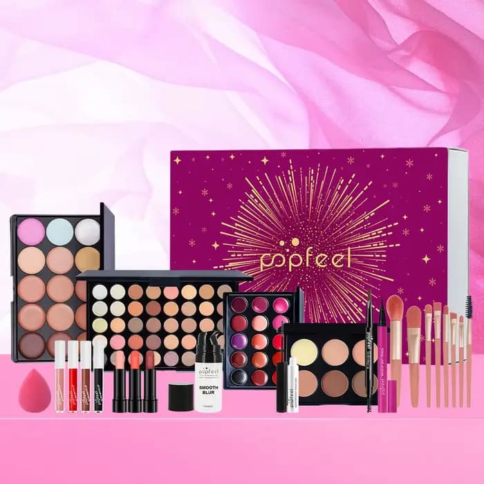 Kit de maquillage coffret cadeau beauté fard à paupières Palette Eyeliner rouge à lèvres Mascara brosse