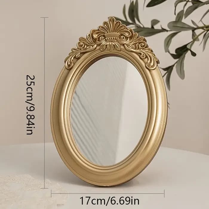 Miroir de table rustique de style français avec cadre sculpté
