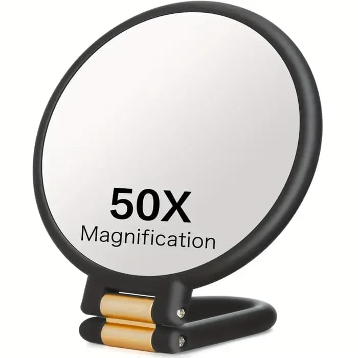 50x miroirs de maquillage portables Double face grossissement 1X/50X miroir