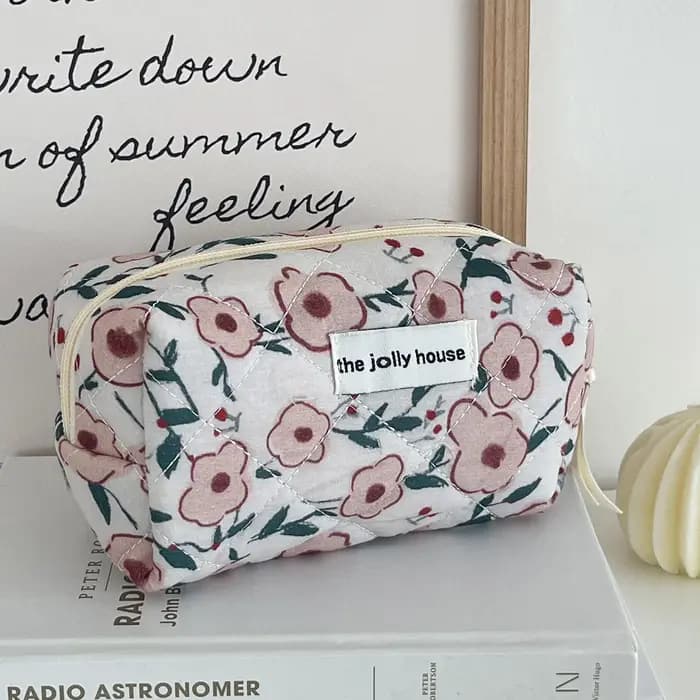 Sac de toilette matelassé à fleurs YT