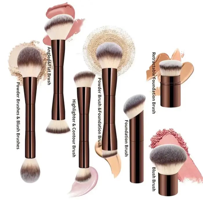 Pinceaux de maquillage double tête pour fond de teint
