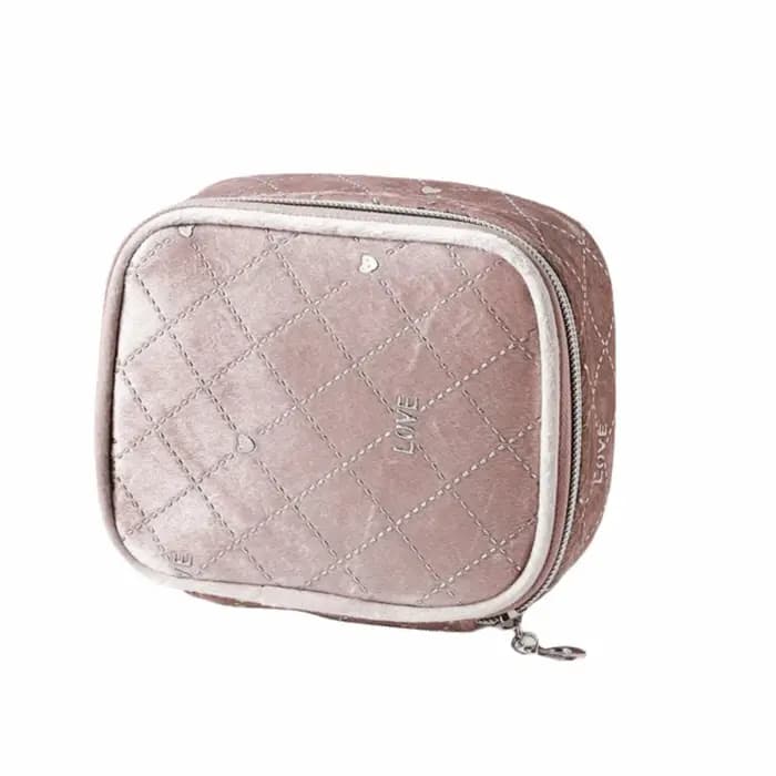 Sac de maquillage en velours mignon avec fermeture éclair