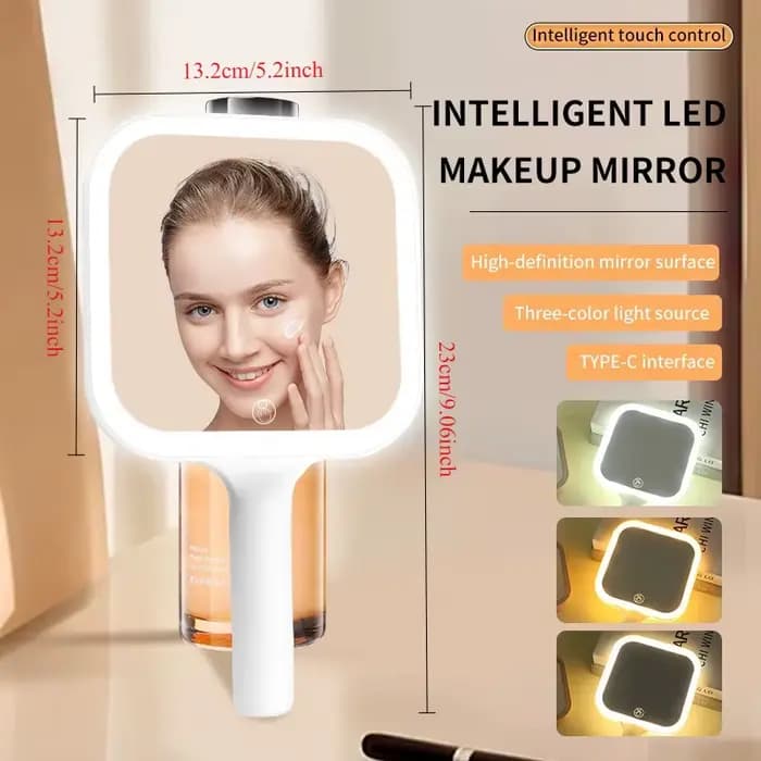 Miroir de Maquillage LED Moderne de Niche pour Bureau, 3 Couleurs de Lumière, Miroir Tactile, Miroir