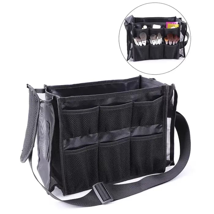 Trousse de maquillage professionnelle, trousse à cosmétiques d'artiste, sac à main lancé, noir, port