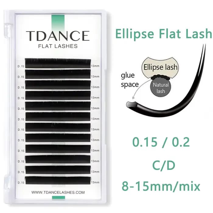 TDANCE 12 lignes 8-15mm Ellipse cils plats mat pointes fendues en forme d'extension de cils naturels