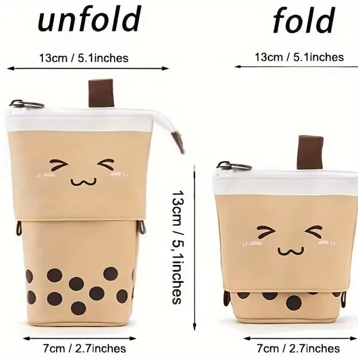 1 trousse à crayons de grande capacité avec motif visage souriant - Polyester durable, extensible, o