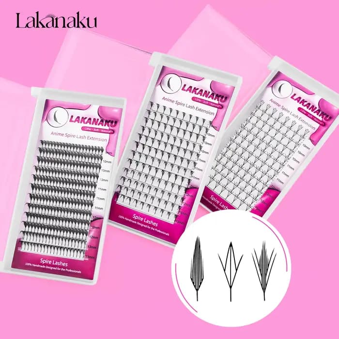 LAKANAKU Manga Anime flèche Extension de cils forme de plume 0.07mm C/D/CC Curl mélange 8-15mm 9-13m