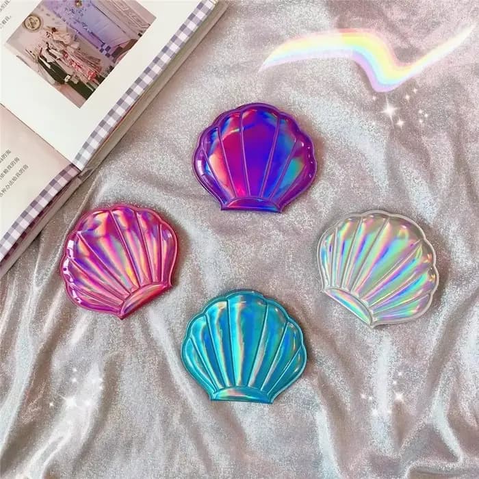 Rêve Laser couleur coquille forme miroir de maquillage 2X grossissant Portable Double face pliant poche Kawaii