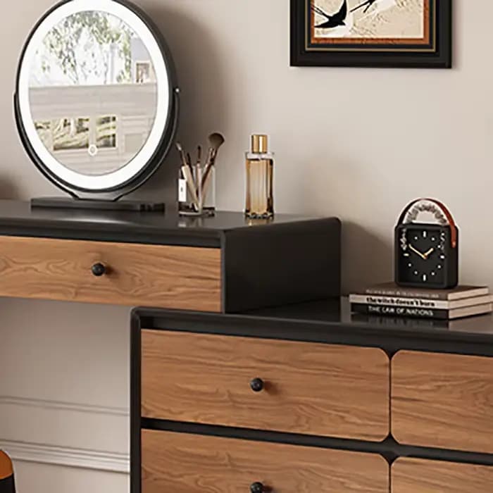 Table de vanité Vintage du milieu du siècle avec miroir classique Femme pour chambre