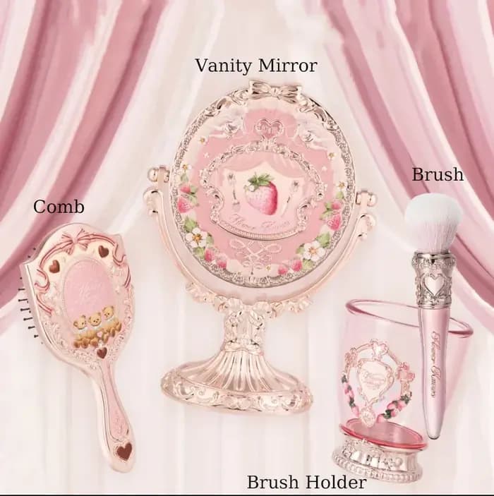 Flower Knows 9e anniversaire 4 pièces ensemble de maquillage bureau vanité miroir palette brosse coussin d'air peigne