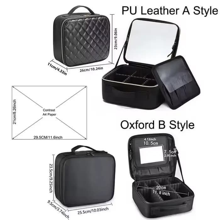 Sac de maquillage de voyage imperméable pour femmes avec miroir
