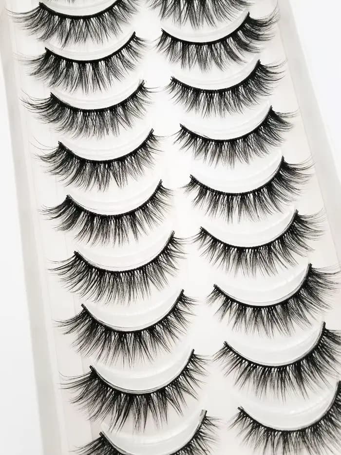 HBZGTLAD 10 paires Faux vison Faux cils naturel Long maquillage 3d vison cils Extension cils courts