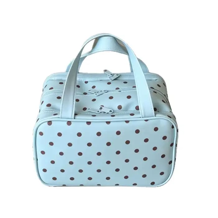 Sac de maquillage portable à pois