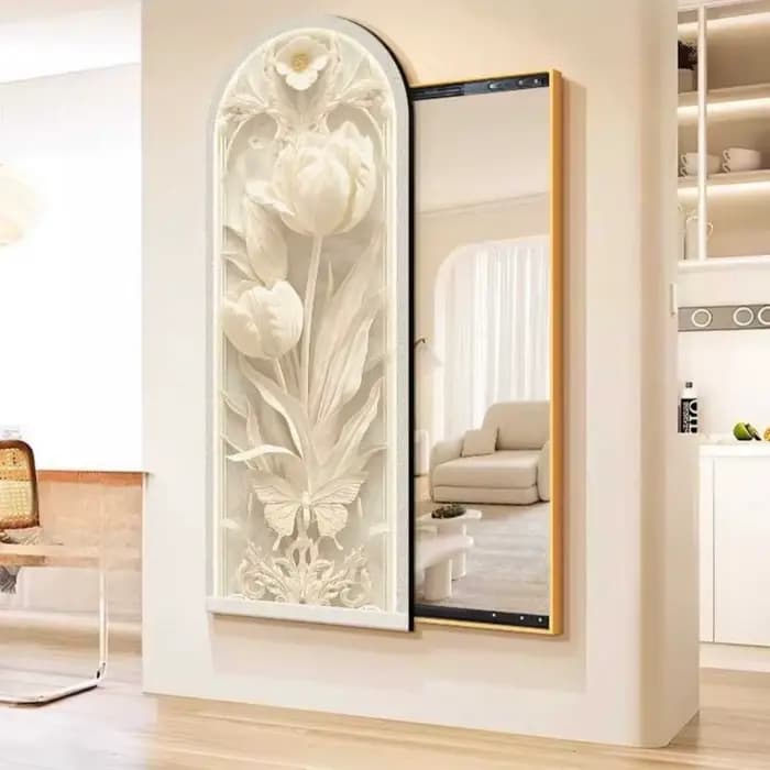 Blanc créatif miroir organisateur couverture maquillage affichage