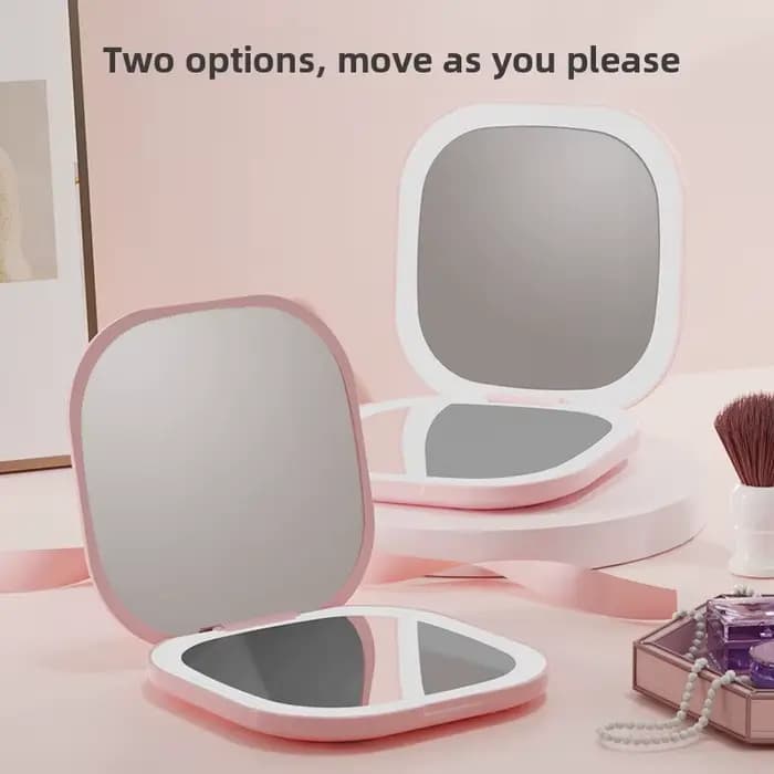 Miroir de maquillage LED pliable portable avec lumière