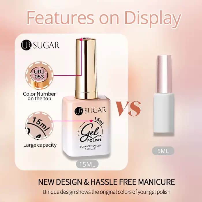UR SUGAR 15ml gelée nue Gel vernis à ongles rose clair translucide couleur tremper UV LED Gel vernis
