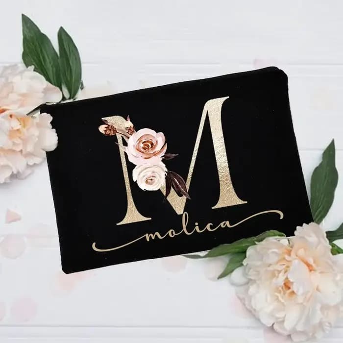 Trousse de maquillage personnalisée avec nom initial