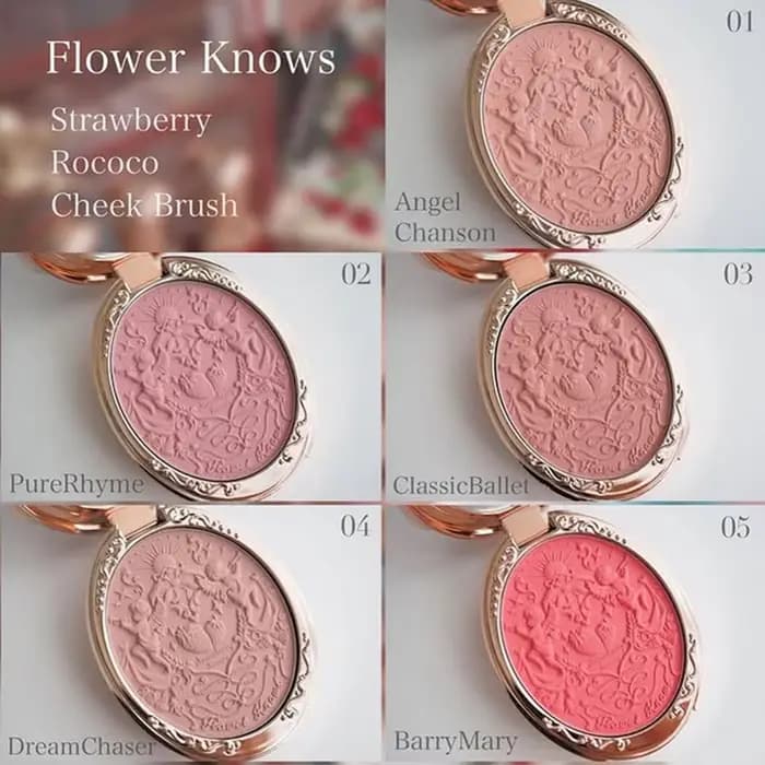 Flower Knows Strawberry Rococo Fard à Joues Gaufré 5g Longue Tenue Haute Pigmentation Palette Berry Mary Maquillage Vegan