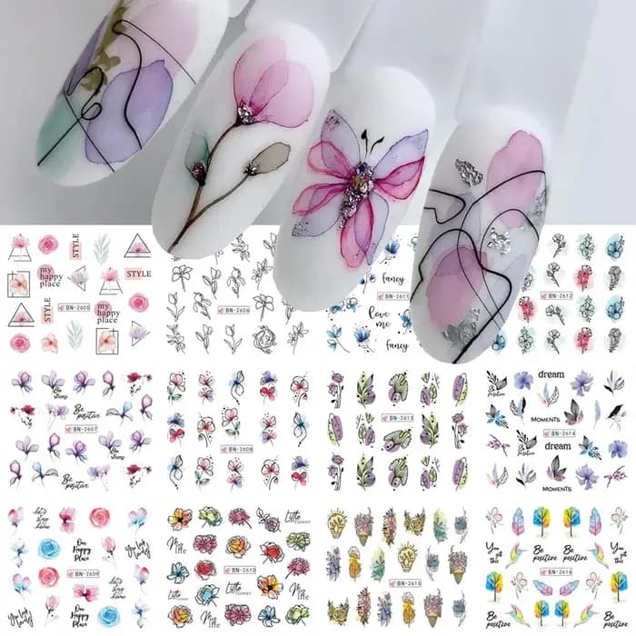 Autocollant de fleurs d'encre pour Nail Art