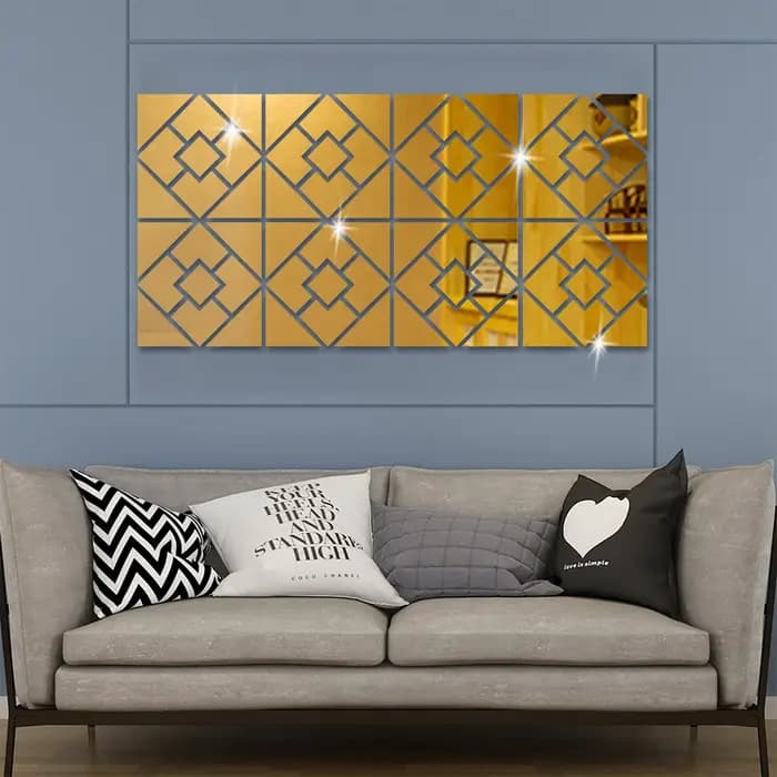 Autocollant mural miroir carré 3D