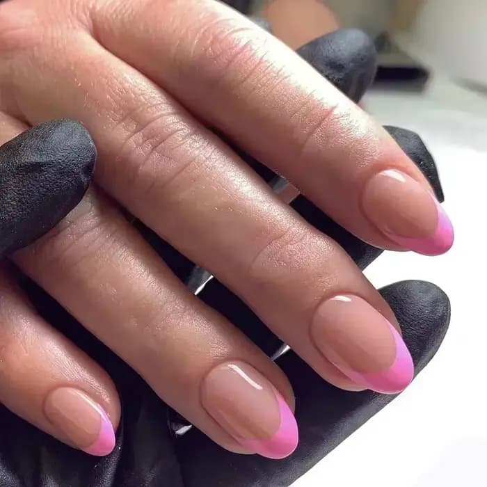 Faux ongles français en amande, avec colle à pression sur bord blanc, Design portable, pointes Stile