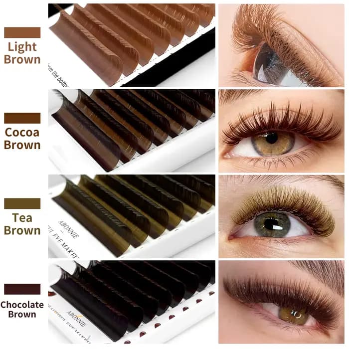 ABONNIE – Extensions de cils marron cacao, Volume individuel, C CC D, plateau de cils en vison class
