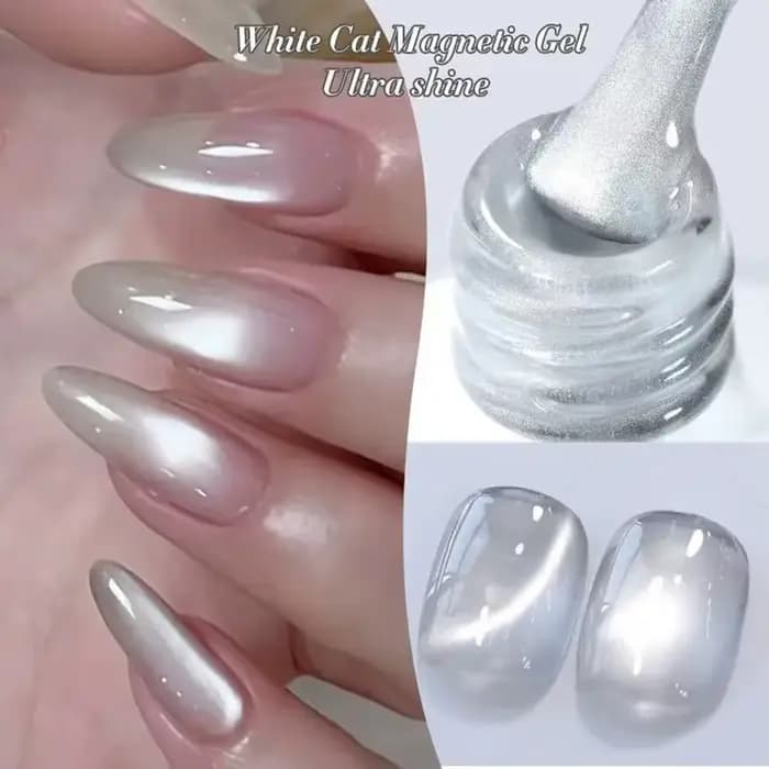 1-24 pièces WS blanc argent oeil de chat Gel magnétique vernis à ongles Ultra brillance tremper Gel