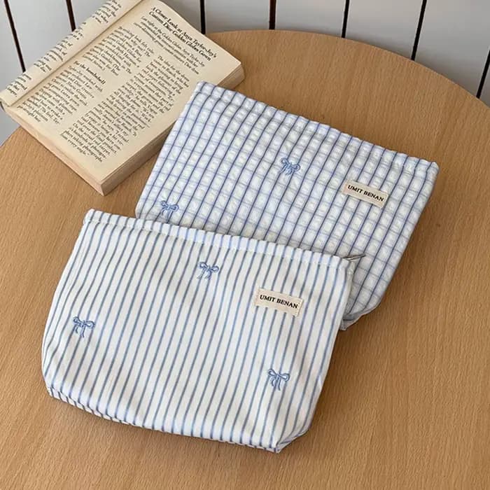 Petite trousse de toilette à nœud papillon de grande capacité, sac de rangement cosmétique portable pour femmes, trousse de maquillage de voyage