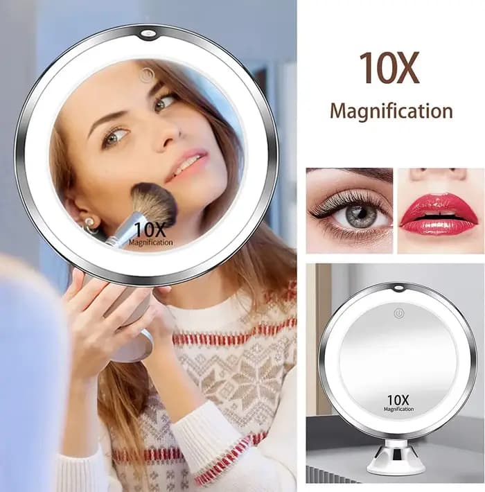 Miroir de maquillage rond à lumière de remplissage LED