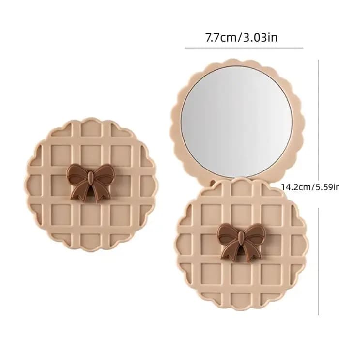 Miroir de maquillage Double face coulissant en forme de gaufre