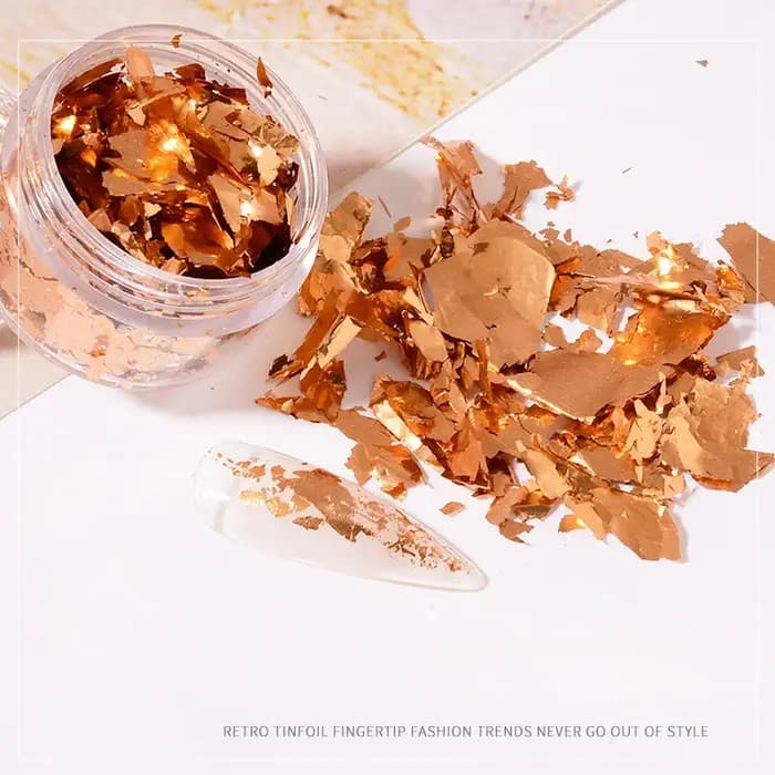 Rose or argent feuille irrégulière papier Fragments Nail Art paillettes autocollant
