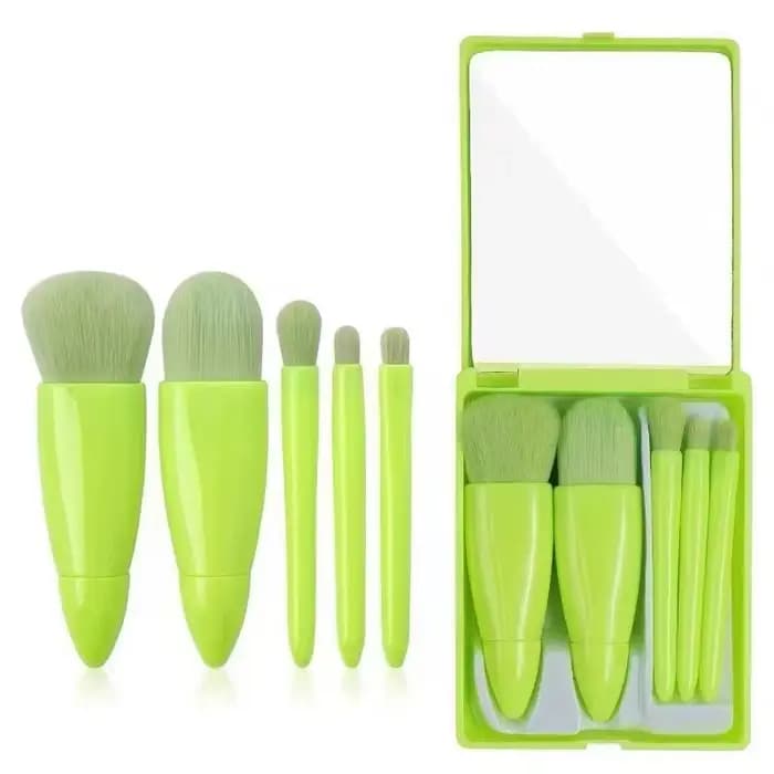 Nouvel ensemble de 5 pinceaux de voyage avec étui : pinceau à poudre multifonctionnel portable, pinc