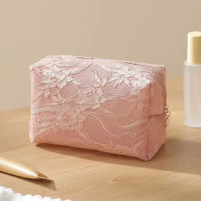 Trousse de maquillage en maille de dentelle pour femmes