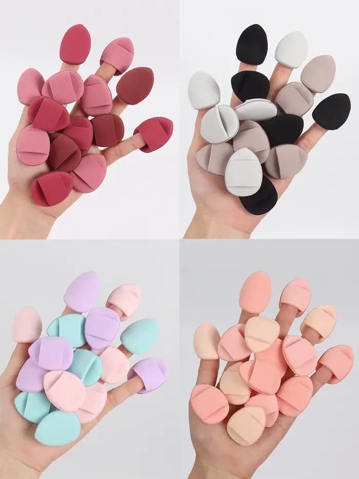 Ensemble de bouffantes de poudre éponge à coussin d'air pour les doigts, bouffantes de poudre de maq