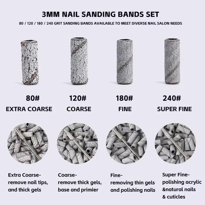 50/100 pièces 3mm petites bandes de ponçage des ongles ensemble pour forage des ongles fraisage manu