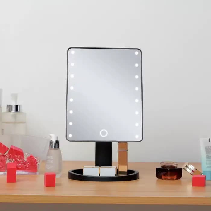 Miroir de maquillage lumineux avec rotation