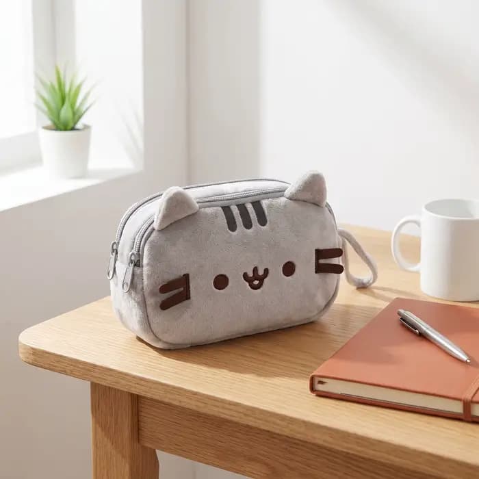 Pochette cosmétique style chat Pusheen, grande capacité, trousse de maquillage, trousse à crayons, pour adolescents, organisateur de voyage et d'école
