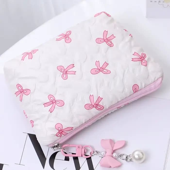 Trousse de maquillage à nœud brodé