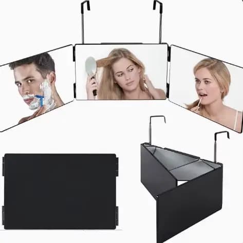 Miroir portable pliable avec crochets télescopiques réglables pour la coupe de cheveux en solo et l'utilisation quotidienne du maquillage