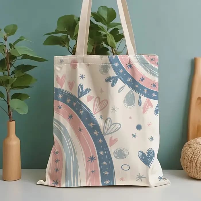 Sac fourre-tout en toile à motif arc-en-ciel