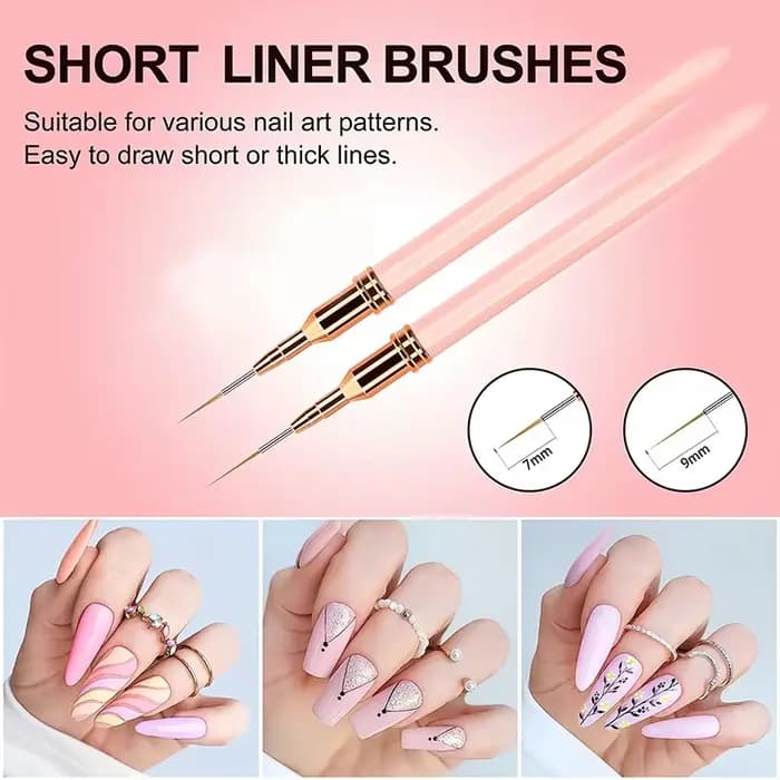 Ensemble de pinceaux pour vernis à ongles gel UV, 5 pièces, 7/9/11/15/25mm, rayures françaises, pein