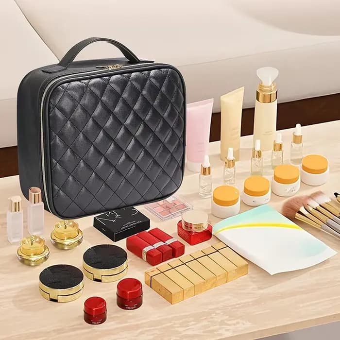 Sac de maquillage de voyage imperméable pour femmes avec miroir