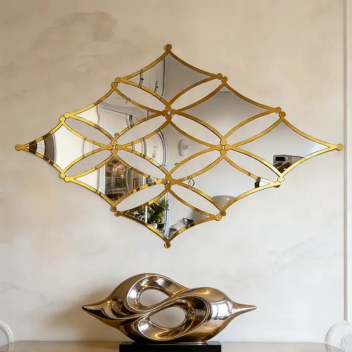 9 miroirs dorés en acrylique - Décoration murale de style français pour salle de bain