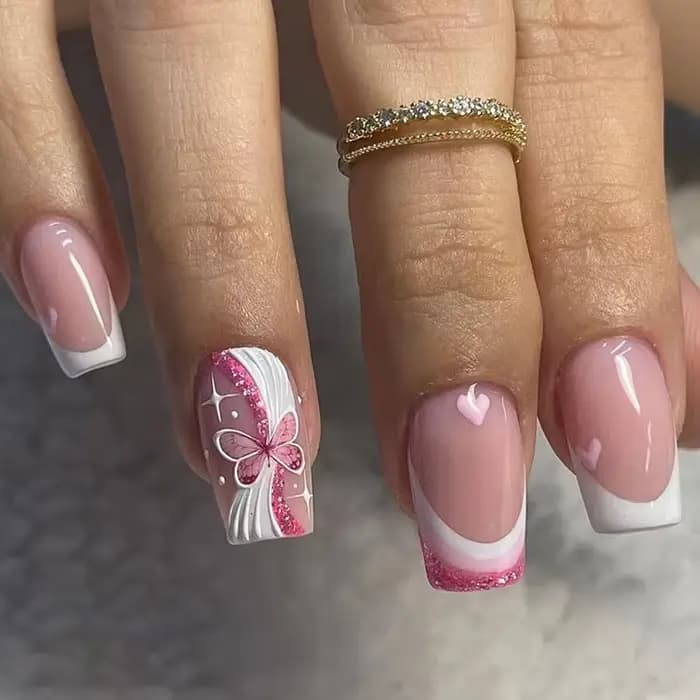 Faux ongles français courts, imprimé léopard, couverture complète, imperméable, amovible, à pression