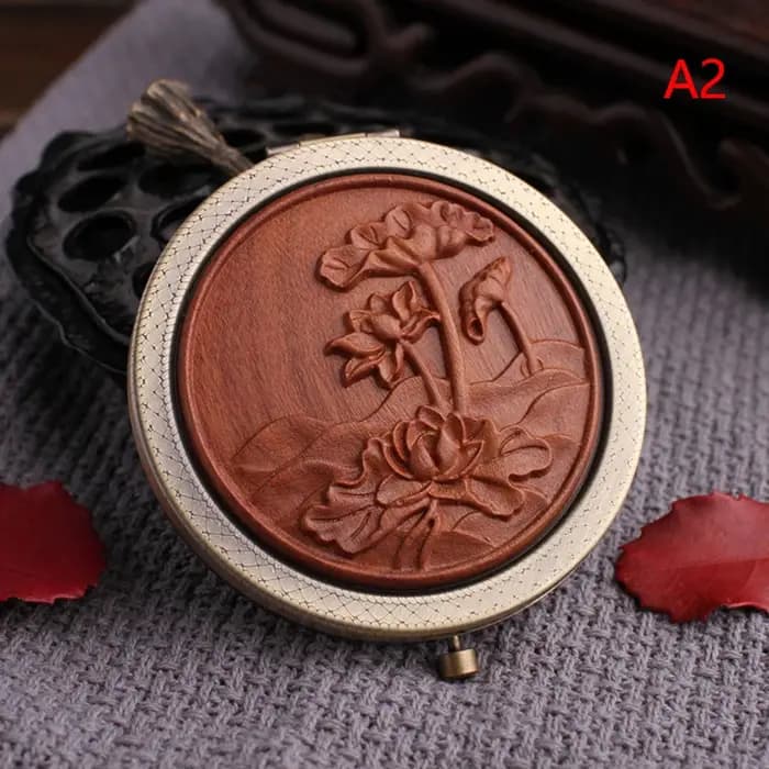Miroir de Poche Pliant en Bois pour Femme