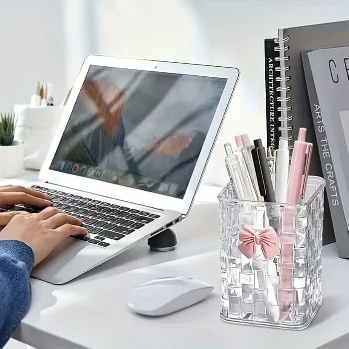 Boîte de rangement pour pinceaux de maquillage avec nœud