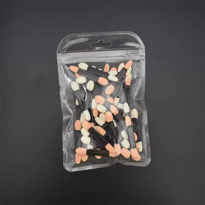 Cuttte 50/100 pièces applicateurs jetables d'éponge d'ombre à paupières double face avec récipient,
