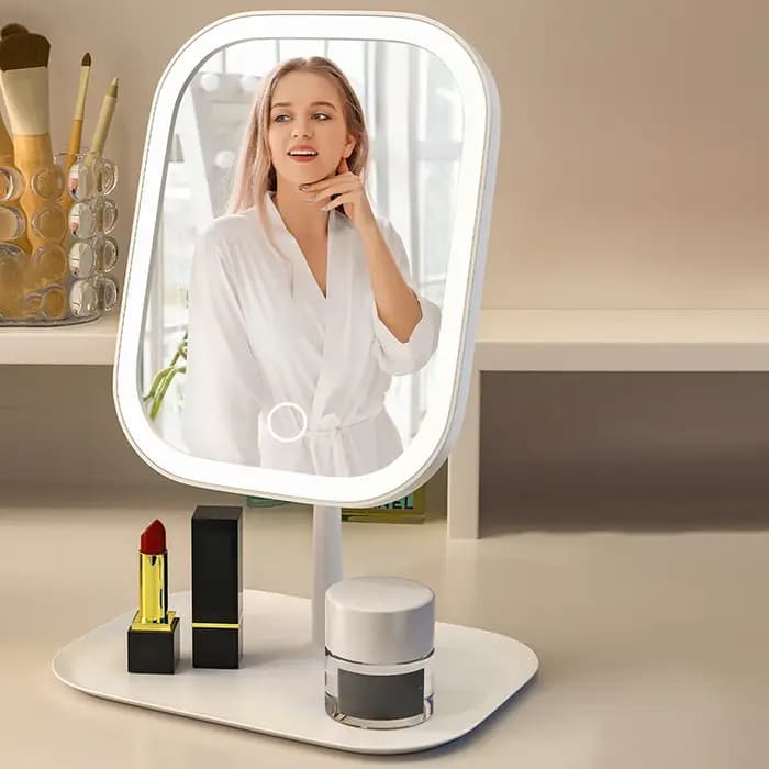 Miroir de maquillage pliant avec lumière LED