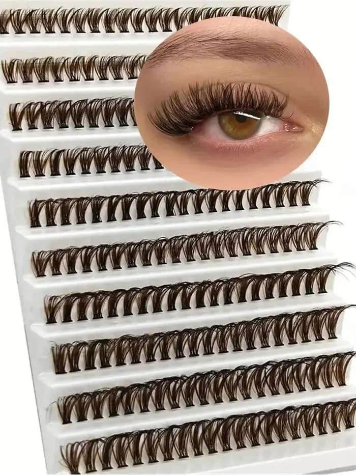 200 pièces cils en grappe marron 40D greffage Volume individuel Extension
